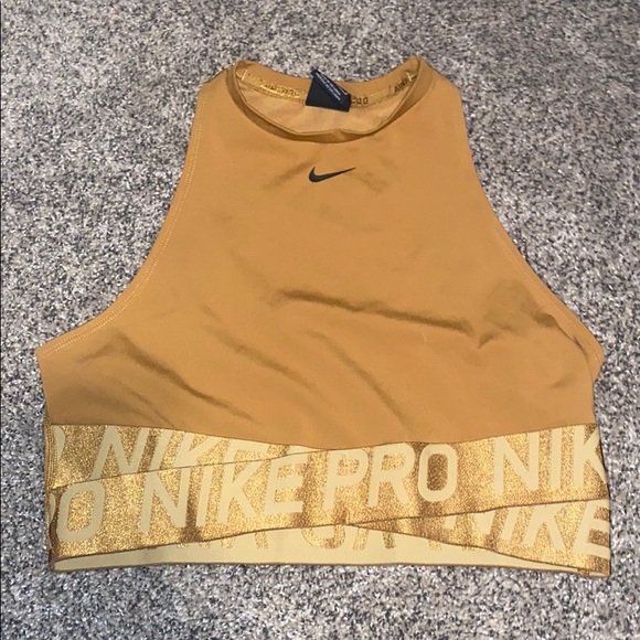 Nike Tops - Gold/yellow Nike pro crop tank